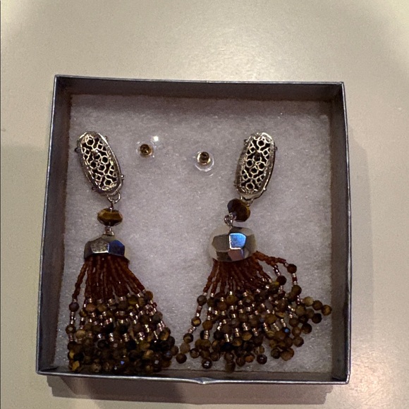 Kendra Scott Brown and Silver Beaded Tassel Earrings - Picture 5 of 6
